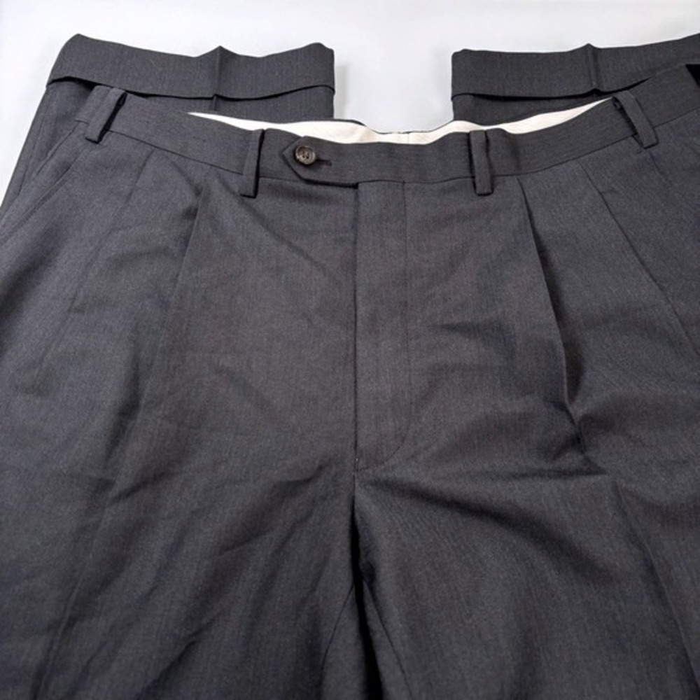 Ralph Lauren Mens 38W x 30L Charcoal Pleated Dress Pants Cuffed Office Preppy